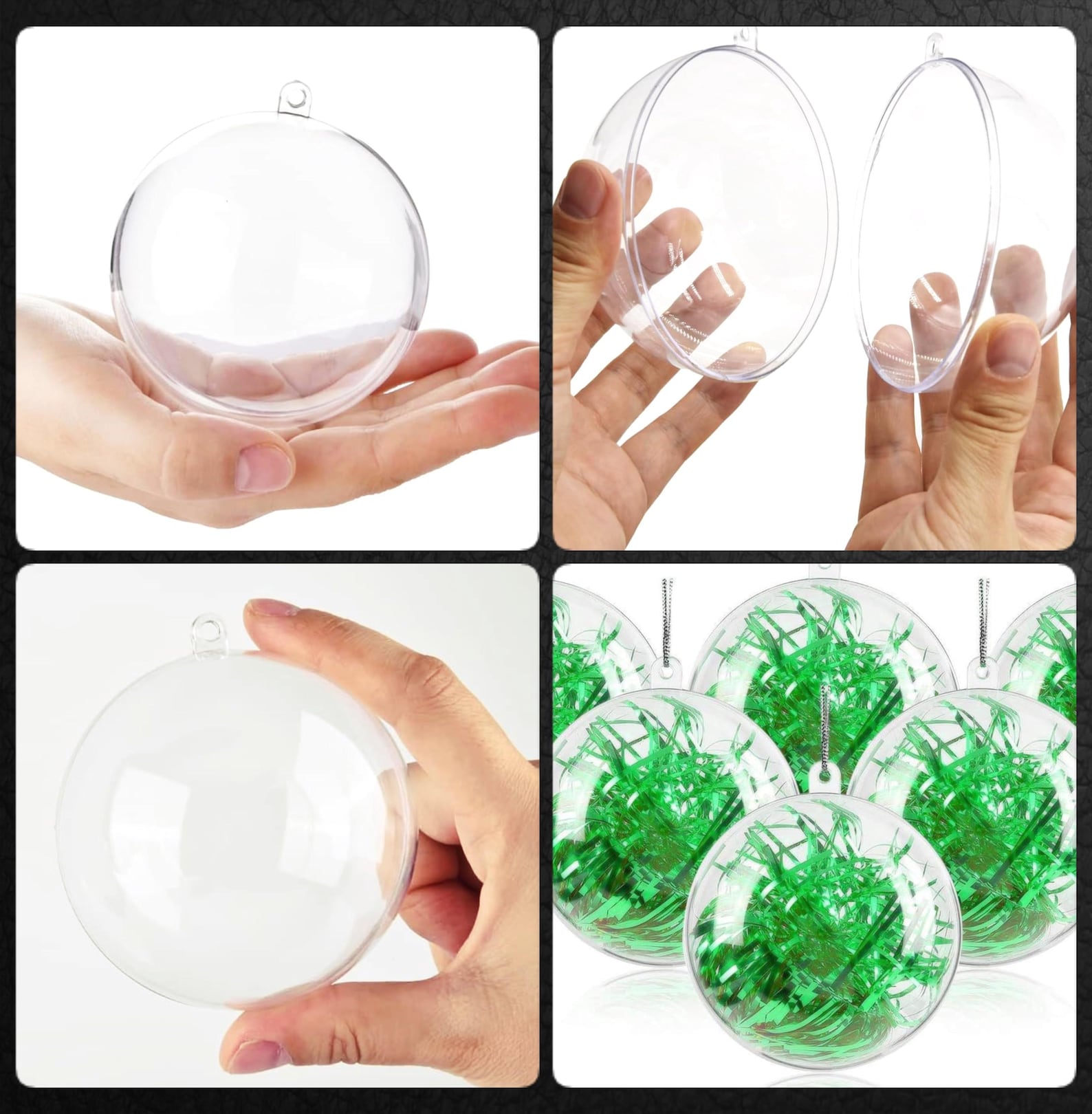 Fillable Clear Plastic Balls 2.75inch 3.5inch Transparent Hanging