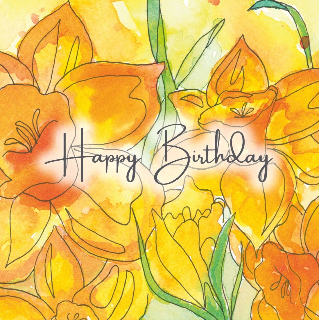 Happy Birthday Card Daffodil design Ecofriendly Etsy