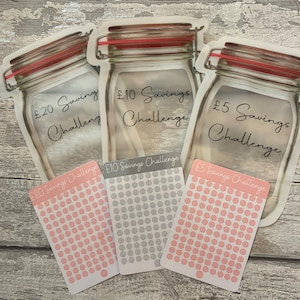Fold Flat Savings Jar/Savings Challenge/Money Challenge/20 Challenge/10 Challenge/5 Challenge/Note Challenge