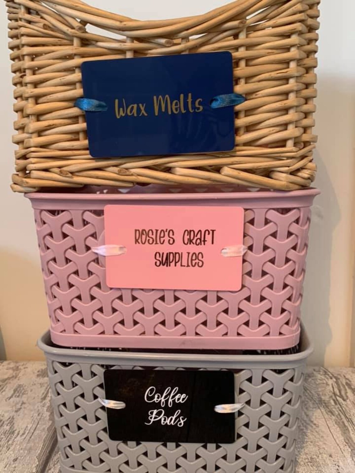 Personalised Loop Tags Home Basket Organisation Hanging Etsy