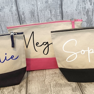 Personalised Make Up Bag/Block Colour Make Up Bag/ Wash Bag/ Bridesmaid Gift/Secret Santa Gift