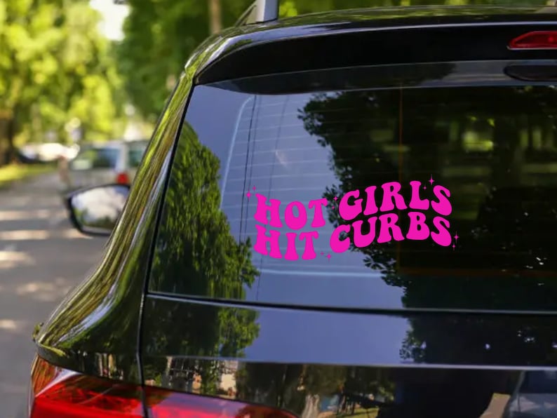 Hot Girls Hit Curbs Car Decal/Car Window Sticker/New Driver Gift/Car Window Sticker/Pink Car Sticker/Bumper Sticker image 2