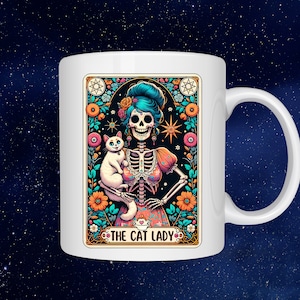 Die Katzenlady Tarot Karten Tasse / Buch Tasse/Lustige Tasse/Geschenke für Sie/Crazy Cat Lady/Katzen Geschenke