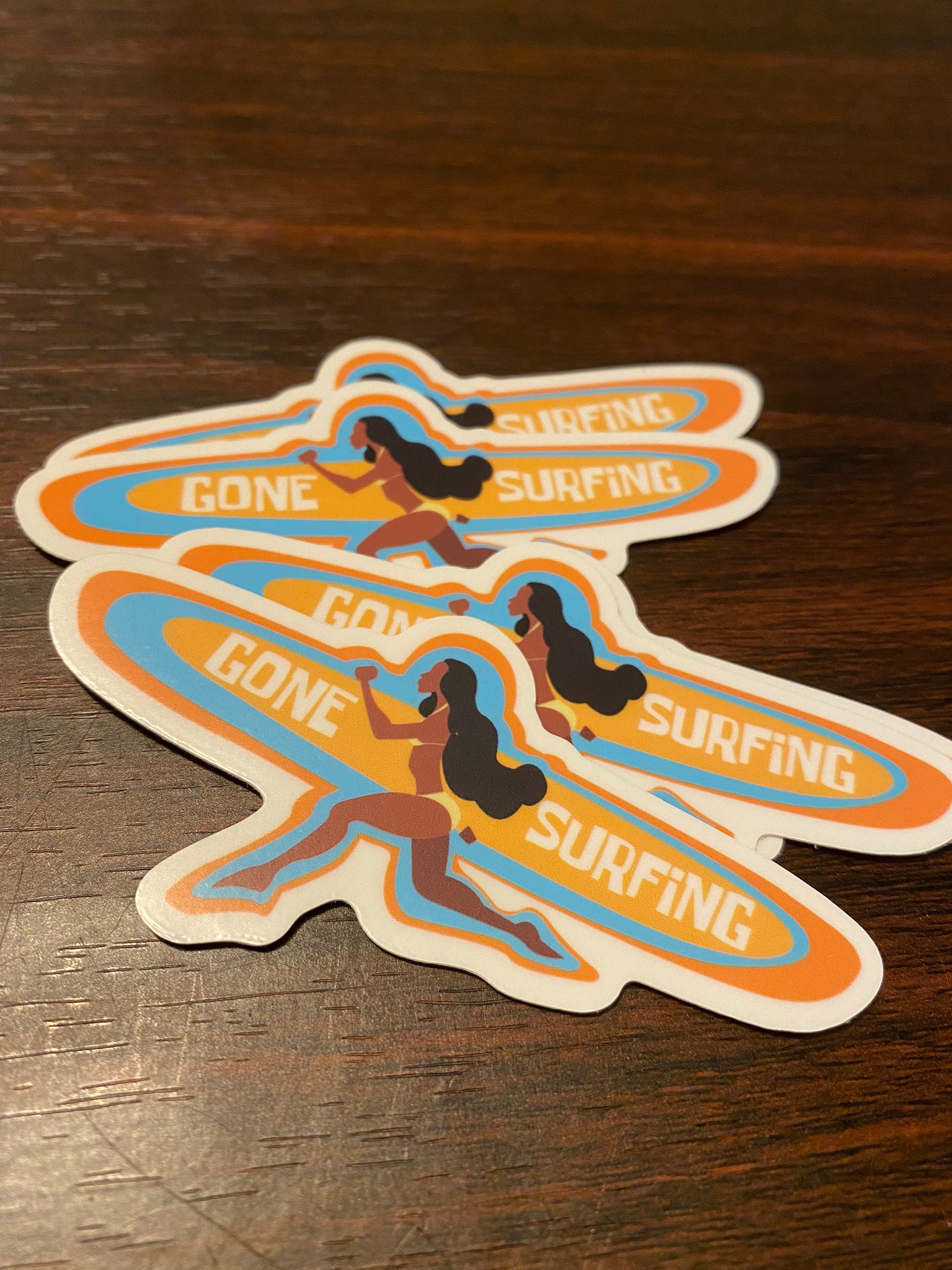 Gone Surfing Surfer Girl Sticker Etsy
