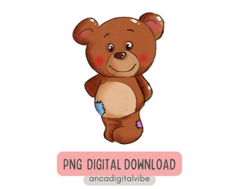 Teddy Bear Png Clipart, Cute Bear Illustration Sublimation, Heat Transfer