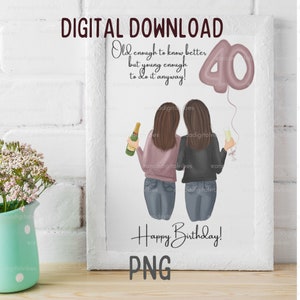 40th Birthday Gifts for Girl Friend, Funny 40th Birthday ,40th Birthday Sign ,Friendship Print , Gift for Women image 3