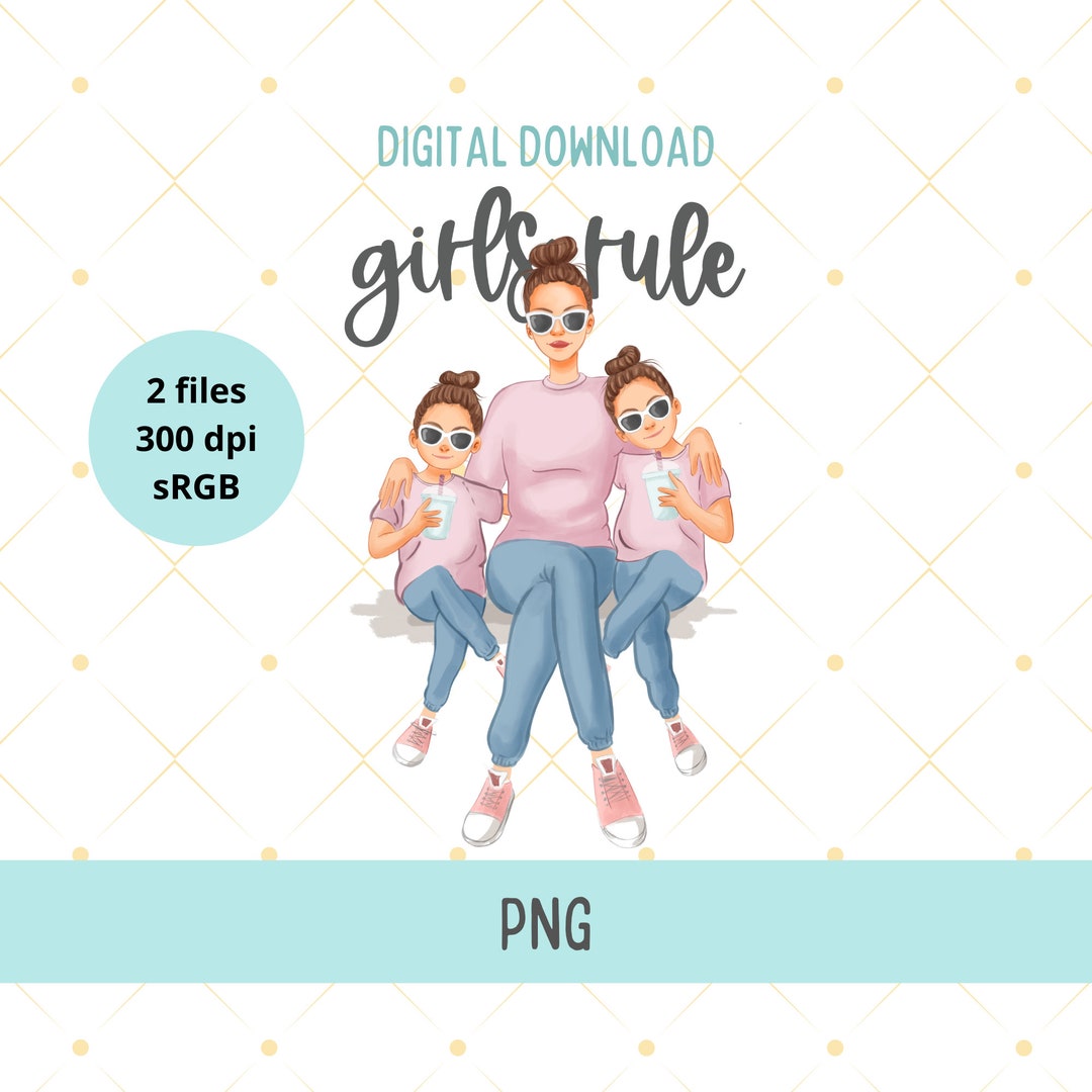 Girls Rule Clipart Mom of Girl -mothers Day Gift- -mama Clipart ...