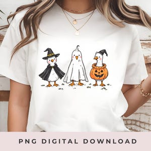 Funny Halloween Goose PNG: Witch, Ghost & Pumpkin Geese (Digital Download