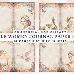 Women of the Bible Junk Journal Pages,  Digital Paper , Scrapbook Supplies, Rustic Style, Background Pages ,Printables , Decoupage