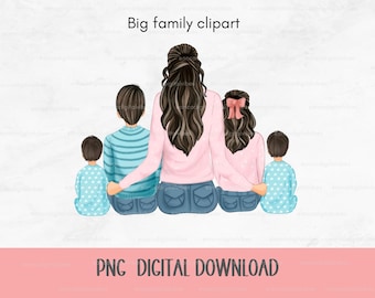 Mom of four-Big Family - Mothers day gift- Mom of boy-Mama clipart- boys sublimate designs download-PNG files-Gift for a mother-Gift for her