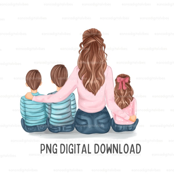 Mom of Three - Muttertagsgeschenk- Mama des Jungen-Mama Clipart- Jungen Sublimate Designs Download-PNG-Dateien-Geschenk für eine Mutter-Geschenk für sie