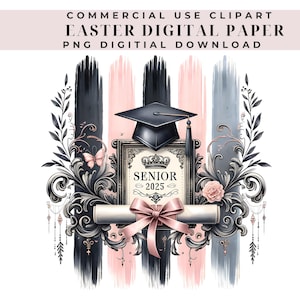 Graduation PNG Sweater Design, Senior 2025 PNG Files, Pink Coquette Bow Sublimation PNG, Shirt png, Graduation Cap Digital png