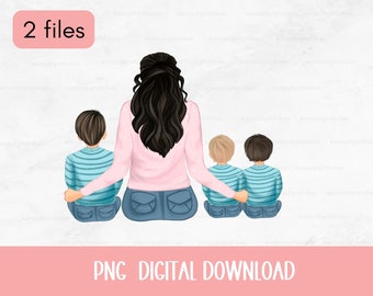 Mom of 3 Boys Mom of twins Mothers day gift- Mom of boys- boys sublimate designs download-PNG files-Gift for a mother