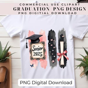Senior 2025 Graduation PNG: Coquette Bow Shirt Design (Digital Download)