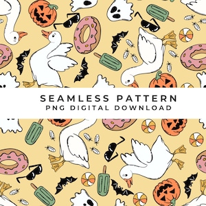 Summerween Ghost Fabric Pattern: Retro Halloween Summer PNG (Digital Download