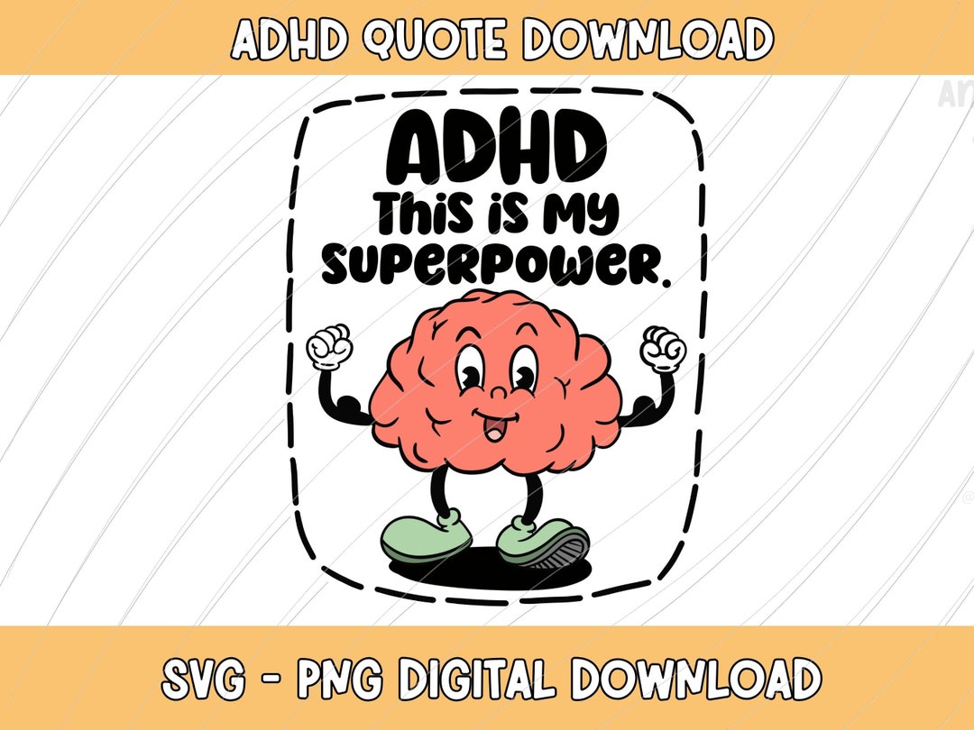 ADHD Svg Png Sticker and Tshirt Design for Heat Transfer and Print on ...