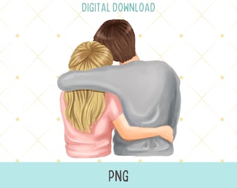 Couple illustration design PNG CLIPART -  Couple wedding invitation  clipart - Sublimation designs - PNG files couple in love - Wedding gift