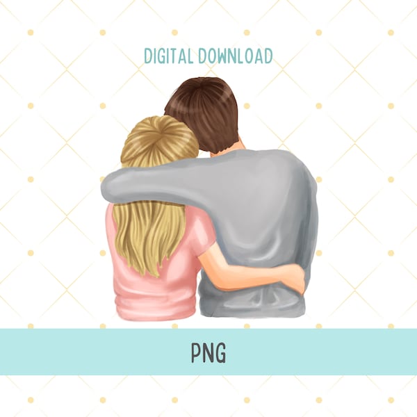 Couple illustration design PNG CLIPART -  Couple wedding invitation  clipart - Sublimation designs - PNG files couple in love - Wedding gift