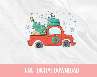 Christmas Truck   PNG,  waterslide images,  Vintage image, Christmas decal,Christmas  sublimation, download, tumbler graphics. Ornaments