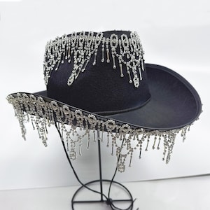 Rhinestone fringe Cowboy Hat  birthdays, bachelorette party, country concert, festival, western Party