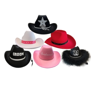 Custom Cowgirl Hat,Numbered Fringe Cowboy Hat with Feathers,Western Country Bachelorette Rodeo Birthday Party Gift, Wedding Favors Nashville