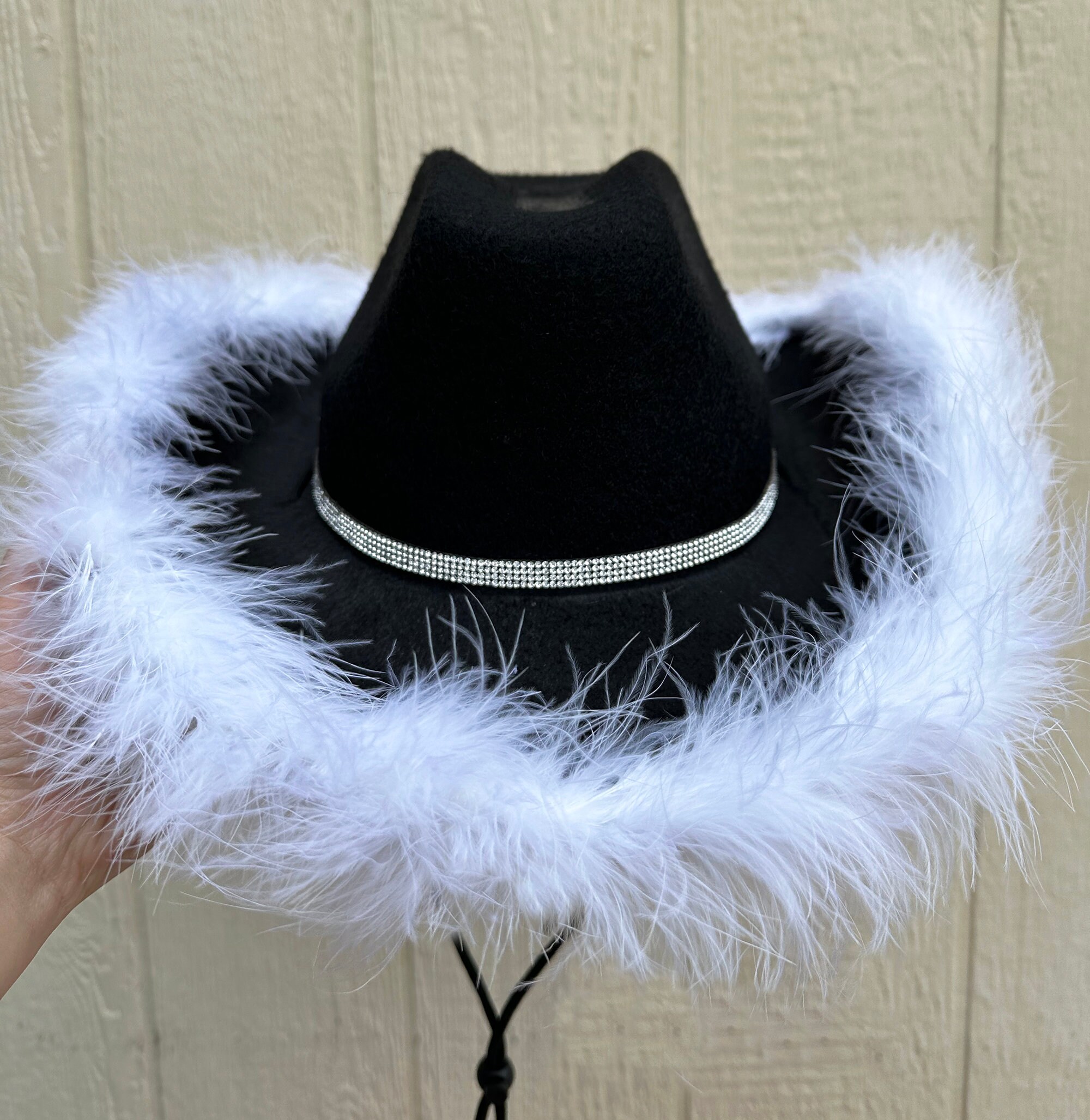Black Cowboy Hat with Decorative Bands and designer feathers. Black Cowboy Hat With Feathers - Etsy Australia main image 4