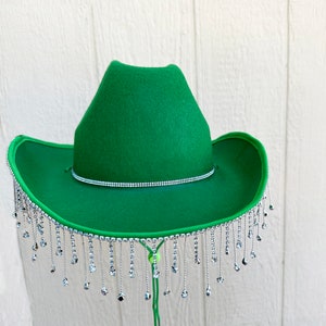 Green Cowboy Hat, cowgirl hat, Diamond Fringe Cowboy Hat, Nashville, Western