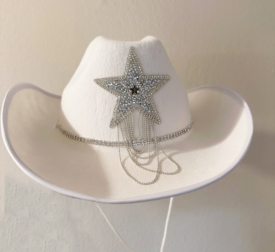 Superstar Cowgirl Hat With Rhinestoneband,white Cowboy Hat, Wedding