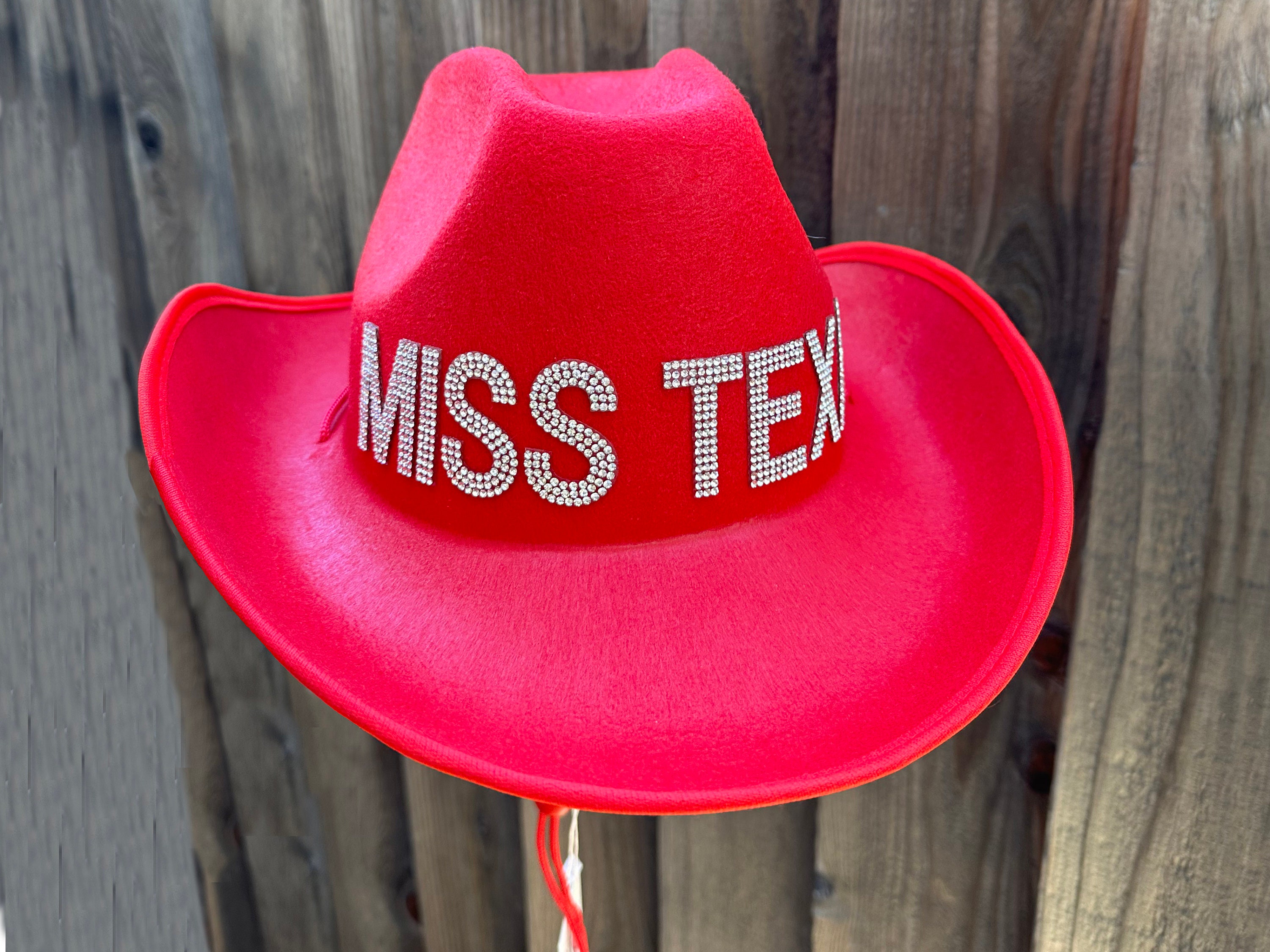 Custom Red Texas Cowboy Hat with Rhinestone Letters. Nash bash Cowgirl Hat, Western Hat, Rodeo Hat.