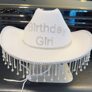 Pink Birthday Girl Cowboy Hat Cowgirl Hat With Rhinestone Fringe,bridal