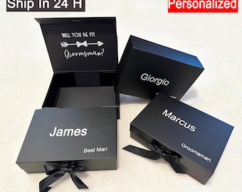 Personalized Magnetic Luxury  gift box Groomsmen Godparents Bridesmaid  Proposal Maid of Honor box