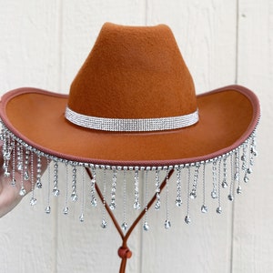 NWT MADD HATTER  Sequin Cowboy Hat with Brown Band Harper Sequin Cowboy Hat in Beige | Altar main image 4