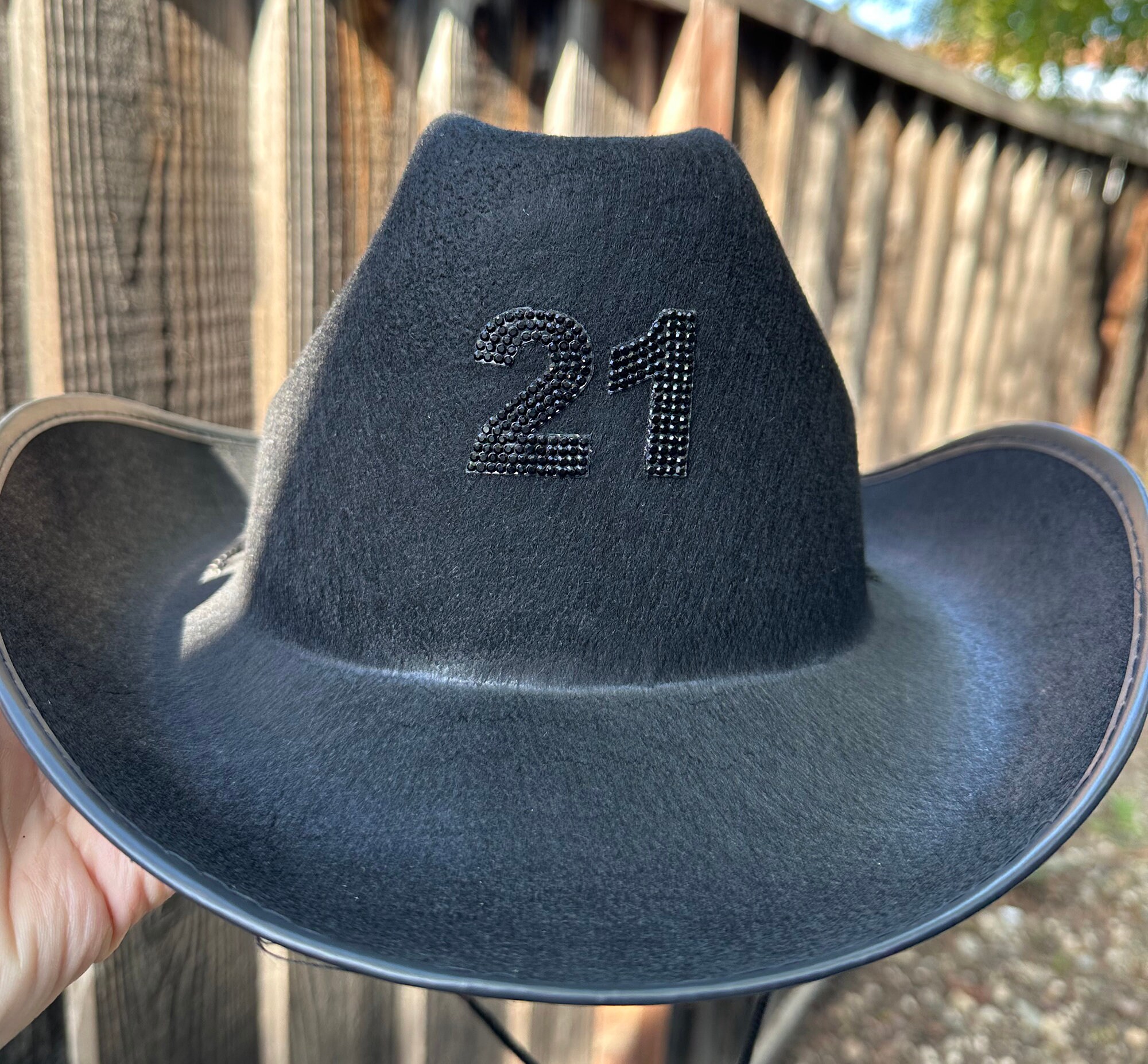 Cowboy Hat with Wide Brim 21st Birthday Party Accessory Sparkly One Size 8527 Rhinestone Cowgirl Cowboy Hat Shiny Wide Brim For Party main image 4