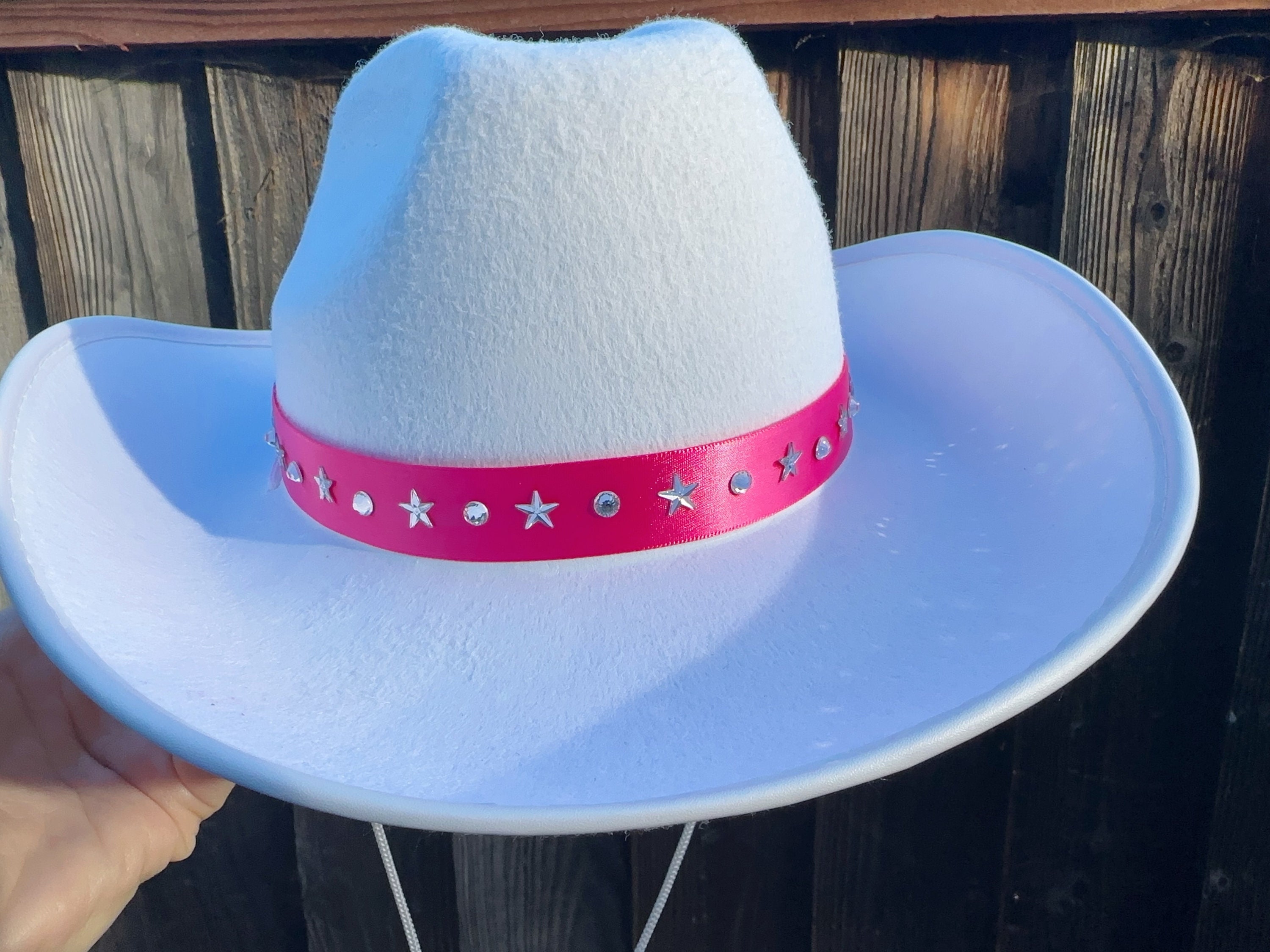 3494 White Cowgirl Cowboy Hat Wide Brim Bling Rhinestone Party Cap S1-pink Love HER Sequin Cowgirl Hat Adjustable Multicolor Pink and  main image 4