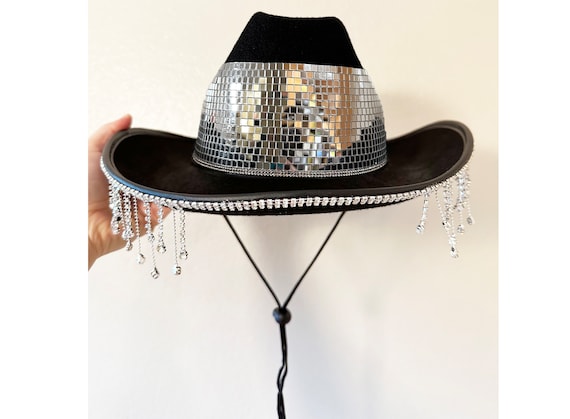 Disco Ball Cowboy Hat, Rhinestone Fringe, Bachelorette Party  display picture 1