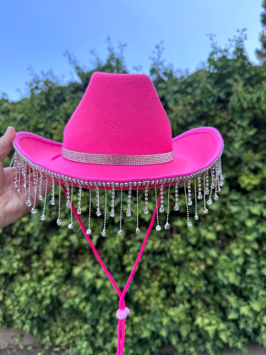 Personalized Hot Pink Cowboy Hat Cowgirl Hat for Women,rhinestone
