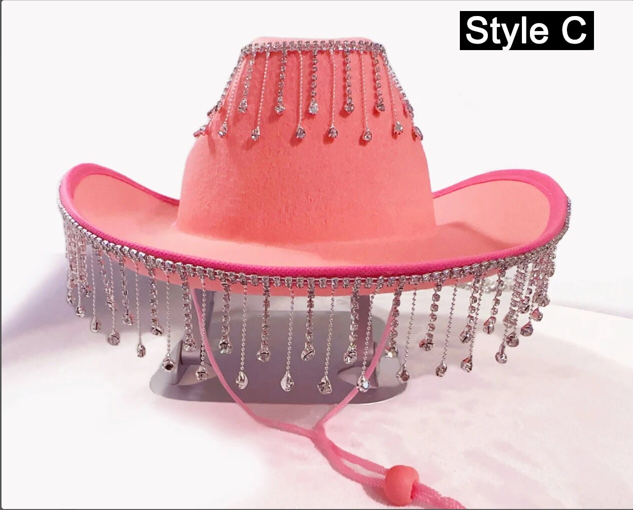 Pink Cowboy Hat, Bridal Shower Hat, Cowboy Wedding, Disco 