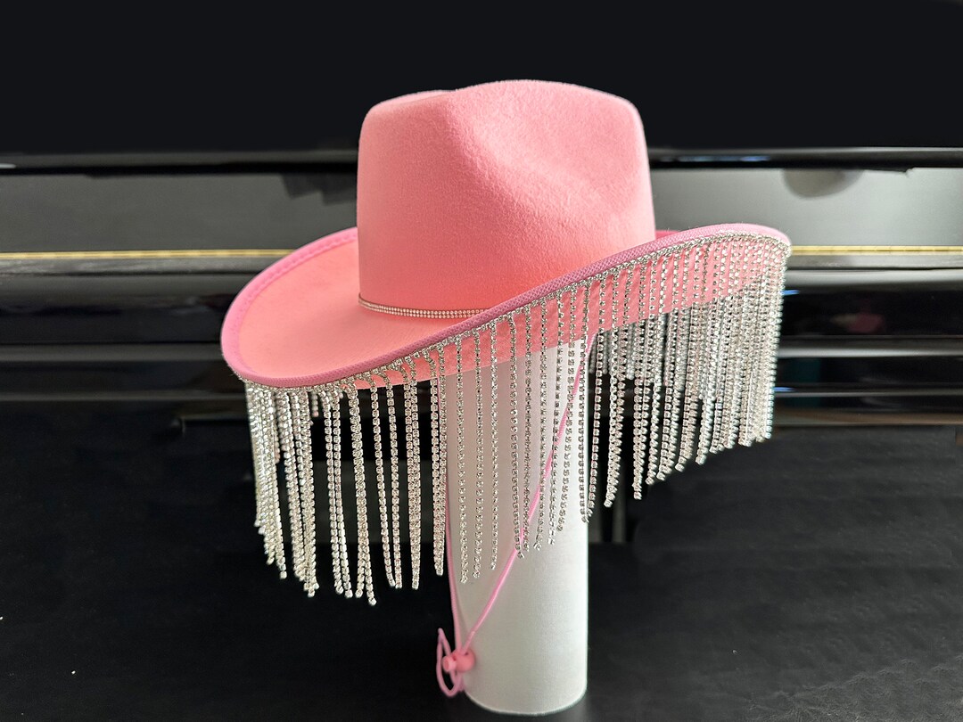 Pink Diamond Fringe Cowboyhat,nashville,western,bachelorette  display picture 2