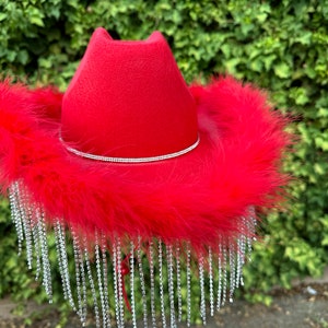 Wudaizhi Rhingestone Cowgirl Hat Bling Fringe Cowboy Hat Western Hat