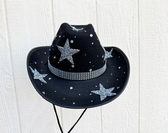Galactic Star Cowgirl Hat Custom Iridescent Space Cowboy Hat: Rhinestone Alien Cowgirl  main image 2
