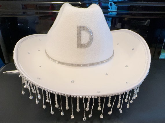 White Diamond Cowboy Hat With Double Rhinestone Band  display picture 2