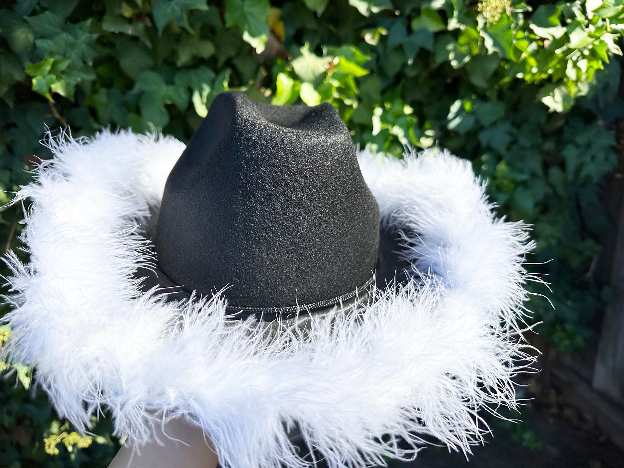 1785 6 Pcs Cowboy Hat Boa Cowgirl Hat Felt With Feather For Women Girl Western Cowboy Hat With Feather BOA, Pink Cowgirl Hat,country  main image 2