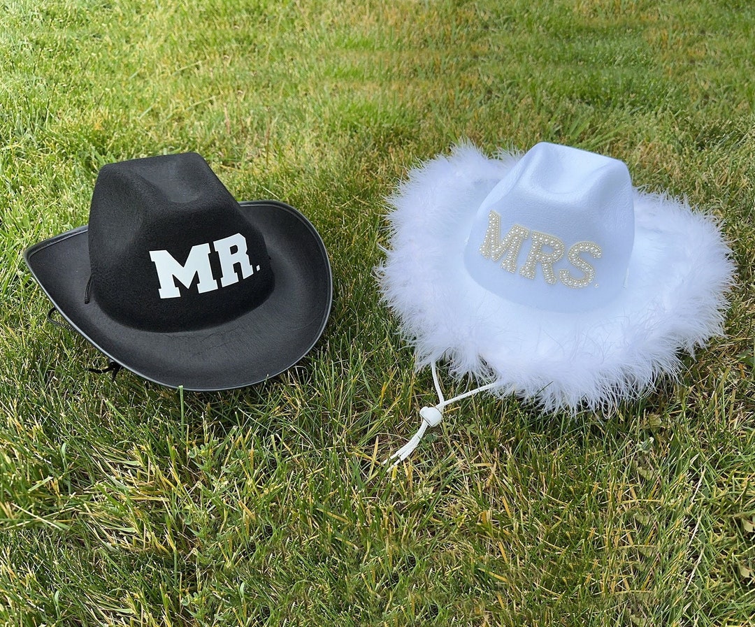 Mrs & Mr Cowboy Hat Wedding Party Hatnashville Bachelorette Etsy