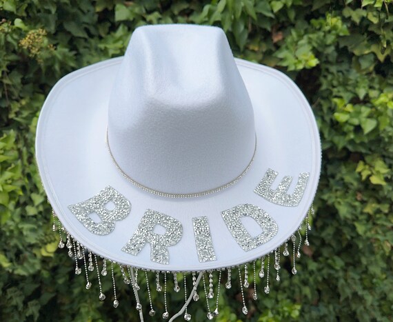Diamond Rhinestone Fringe White Cowboy /Cowgirl Hat,Wedding, Bride Hat,Nashville Amazon.com: Rhinestone Fringe Cowgirl Hat, Bling Diamond  main image 4
