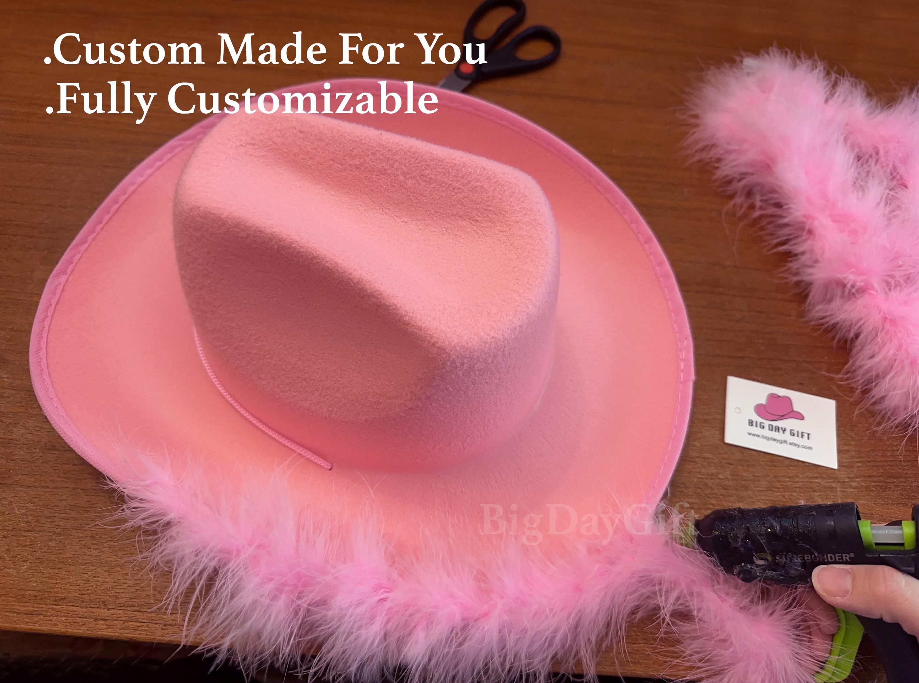 Handcrafted Y2K Barbiecore Pink Glamorous Fluffy Feather Embellished Hat NEW Handmade Mixed Pink Ombre Barbie Y2K Crochet Ruffle Hat  main image 3