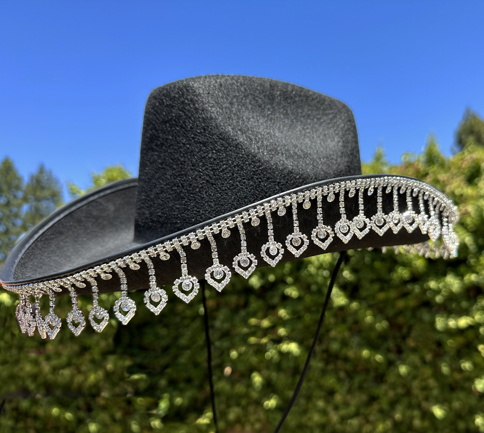Cowboy Hat With Diamond Rhinestone Fringe, Bridal Shower Hat  display picture 2