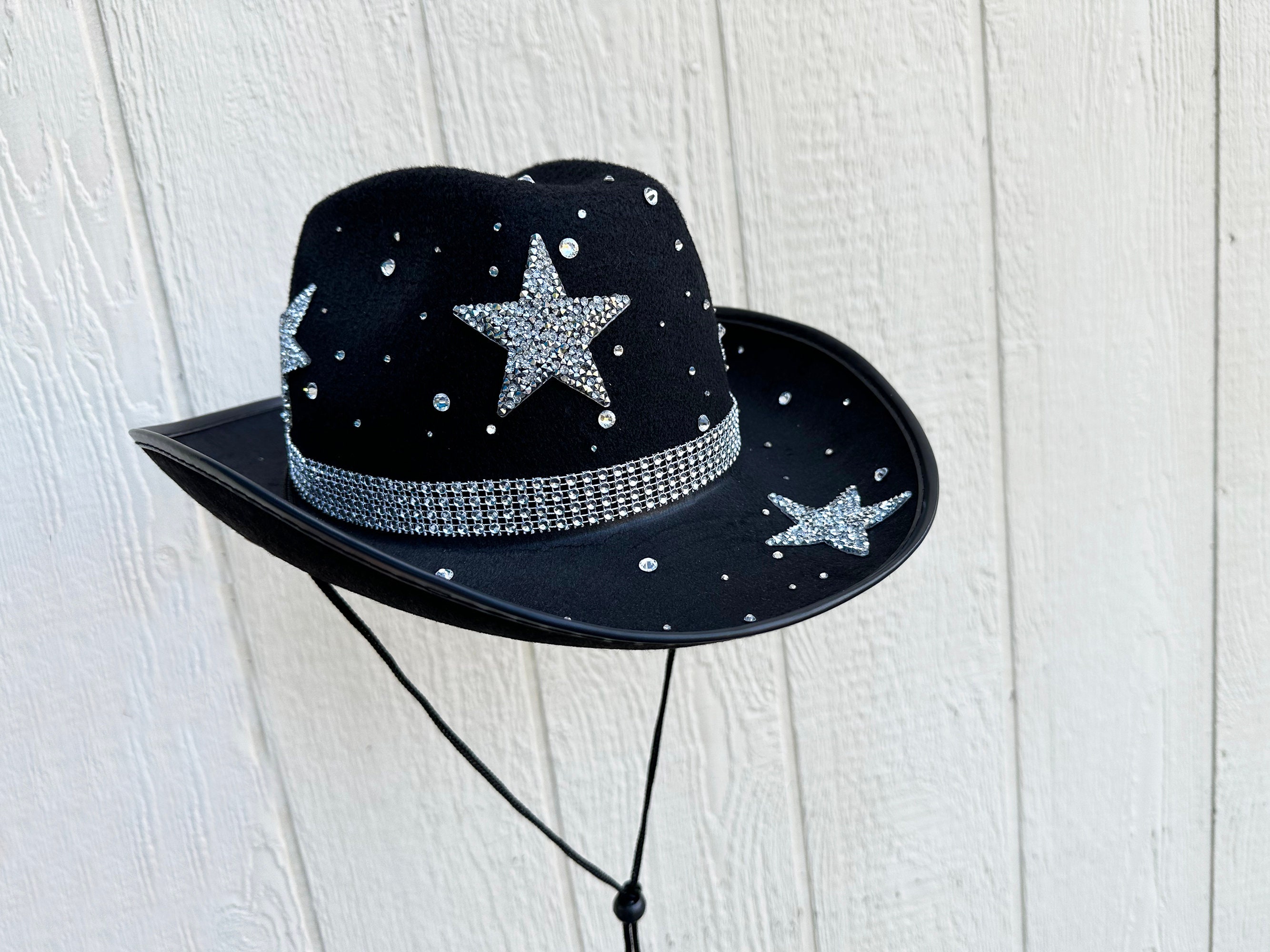 NWT WYETH Anthropologie Black Rhinestone star cowboy hat size o/s Starry Night Cowboy Hat | EastnWest – eastnwest label main image 4