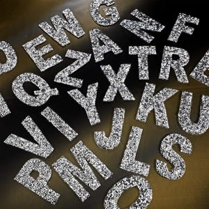 Rhinestone Letters Number Iron On , SILVER Rhinestone Patch, Mesh Bling Letter,Hot Fix Rhinestone Letters,2&quot;