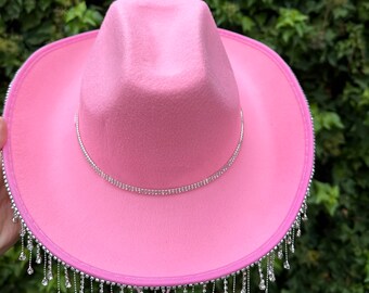 Pink Bride Hat, Bridal Shower Hat, Cowboy Wedding, Pink  display picture 1
