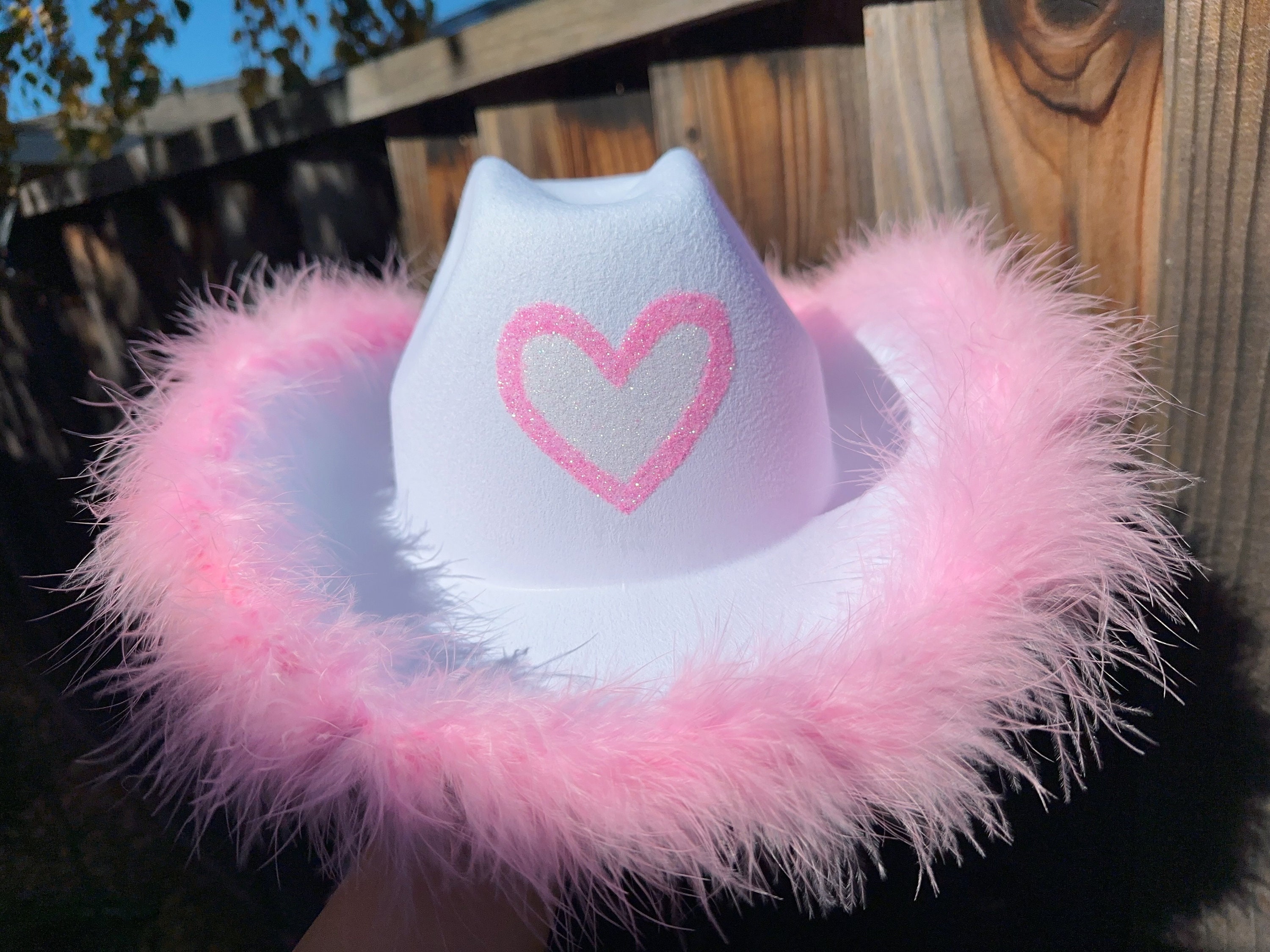 2434 4 Pcs Cowboy Hat With Feather Party For Women Cowgirl Heart Hand Draw Glitter Flame Cowboy Hat With Feather and  main image 2